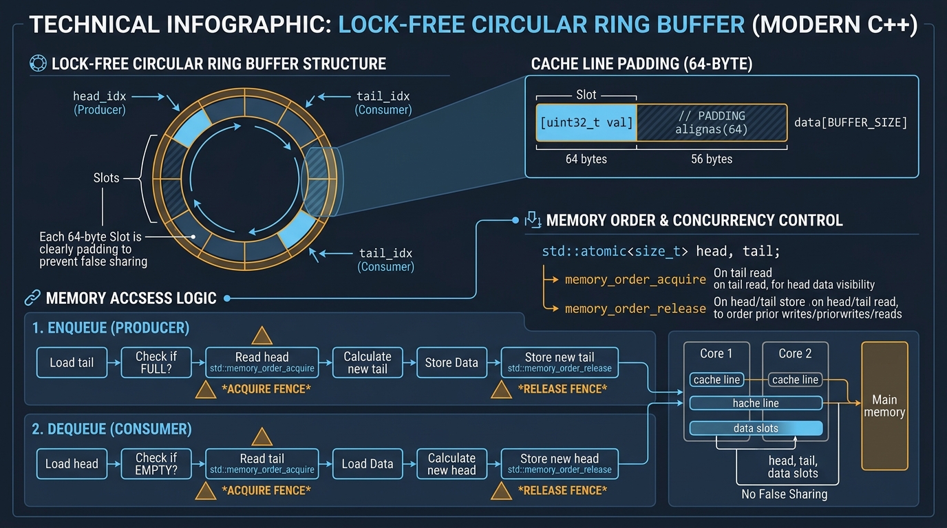 Lock Free Ring Buffers and Memory Ordering in Modern C Plus Plus